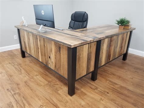 buy custom  reclaimed barnwood corner desk rustic work station