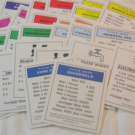 title deed cards  monopoly deluxe  vintageserenity