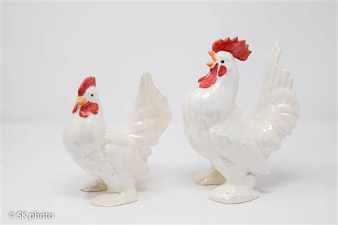 vintage ceramic chickens pair   truth  consequences etsy uk