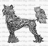 Crested Chinese Cant Wait Paw Done Clothing Dog sketch template