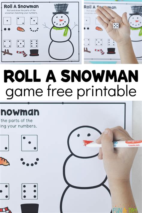 roll  snowman  printable game fun  day