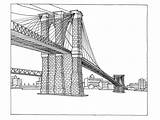 Bridge Drawing Brooklyn Line York City Color Drawings Paintingvalley sketch template