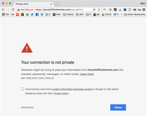 secure site warning areweconnectedcom