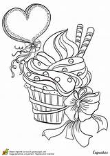Cupcake Coloring Pages Valentines Valentine Adult Printable Heart Choose Board Kids Coloriage Cute sketch template