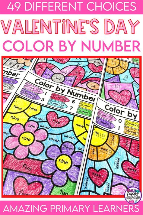 valentines day math coloring pages activities color  number