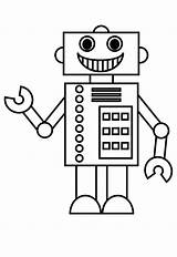 Simple Robots Coloring Kids Robot Squared Pages Color Print sketch template