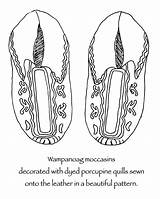 Coloring Pages Wampanoag Native American Moccasins Thanksgiving Indian Clothing Moose Indians Kindergarten Decorated Porcupine Quills Dyed People Color Mocassins Americans sketch template