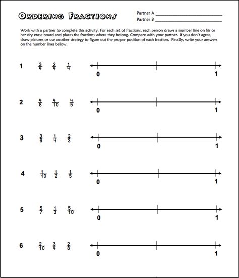 ordering fractions   number  printable classroom freebies