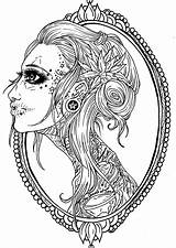 Skull Coloring Tattoo Pages Adult Printable Color Getcolorings Print Frame Sugar sketch template
