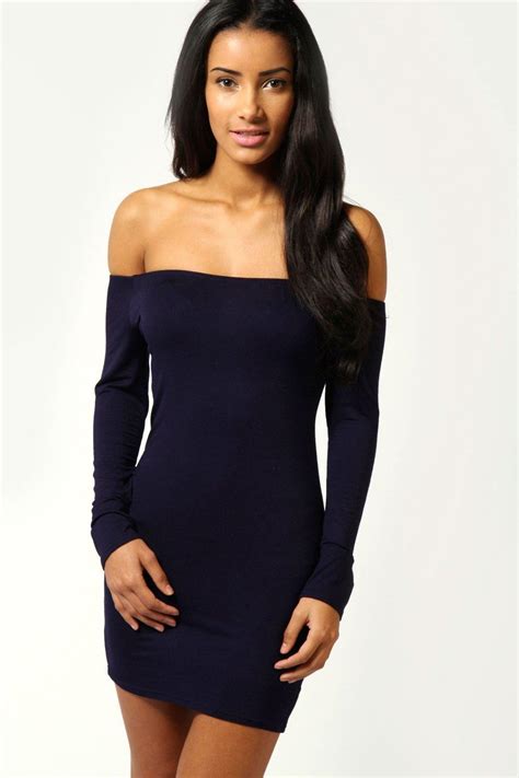 Alice Off The Shoulder Long Sleeve Bodycon Dress At