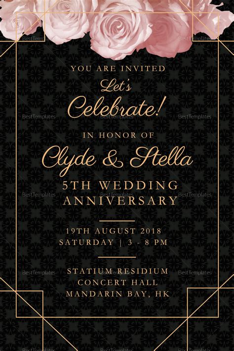 elegant wedding anniversary invitation design template  psd word publisher illustrator