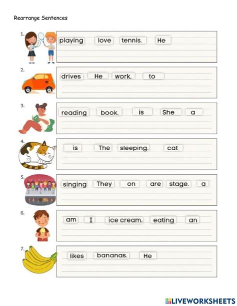 rearrange sentences  worksheet english writing skills english worksheets  kids