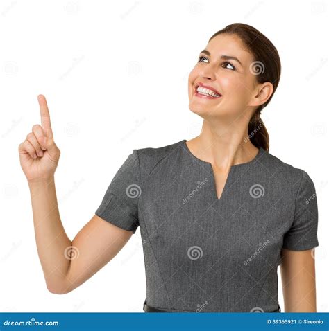 smiling businesswoman pointing  stock image image  business