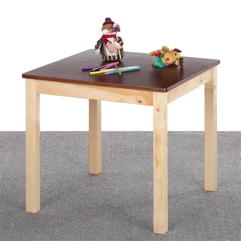ikayaa cute wooden kids table solid pine wood square toddler children