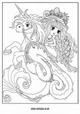 Colouring Mermaid Unicorn sketch template