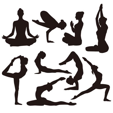 yoga pose black silhouette vector  vector people