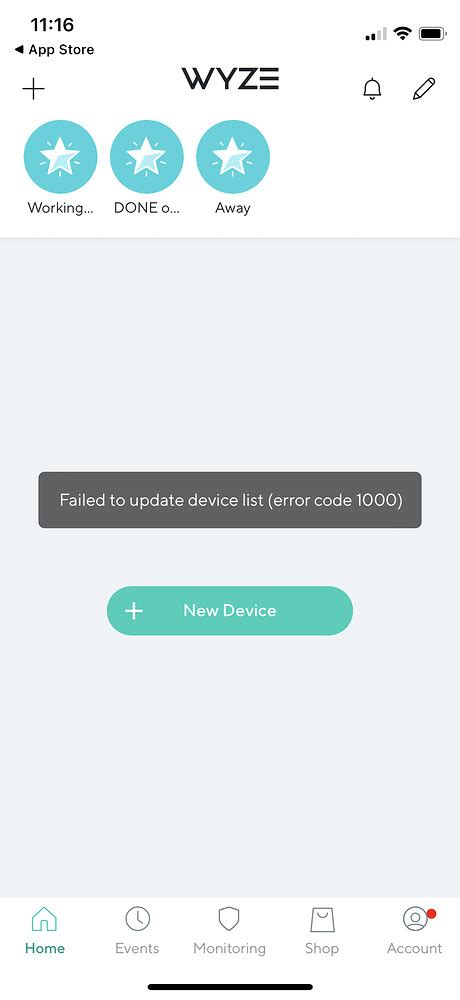 failed  update device list error code  sensors wyze forum