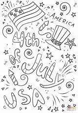 Coloring July 4th Pages Doodle Printable Drawing Colorings sketch template