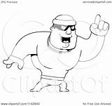 Robber Cartoon Pointing Male Clipart Outlined Coloring Vector Thoman Cory Regarding Notes sketch template