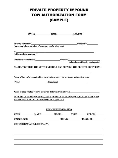 Towing Authorization Letter Sample Form The Form In Seconds Fill Out