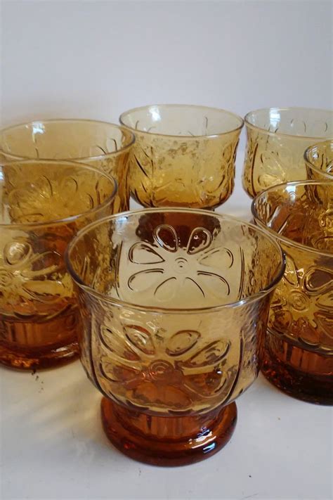 These Small Vintage Amber Juice Glasses Were Made By