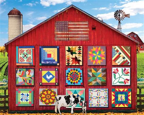 barn quilts  piece puzzle white mountain puzzles