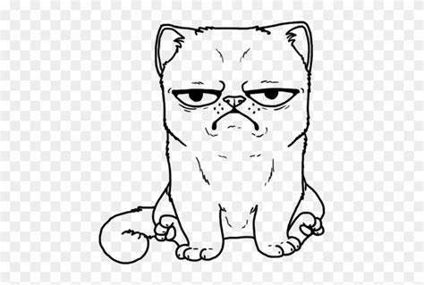 grumpy cat coloring page hd png   pngfind