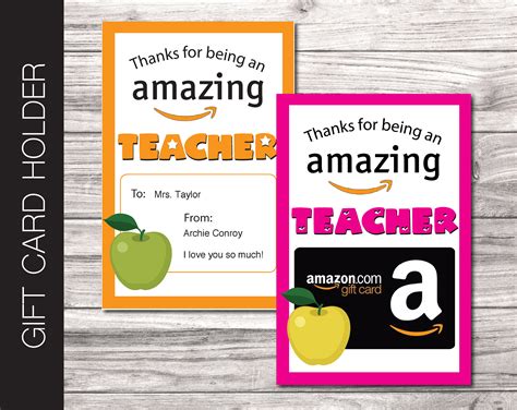 printable amazon teacher appreciation gift card holder  etsy espana