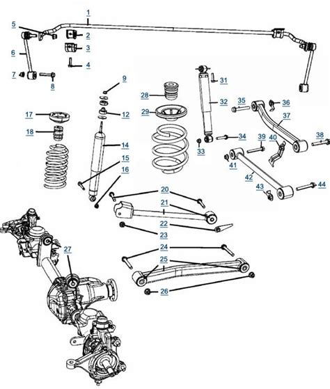 jeep wrangler jk suspension  front suspensions parts diagram  wheel parts