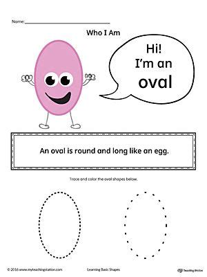 learning basic geometric shape oval color shape worksheets