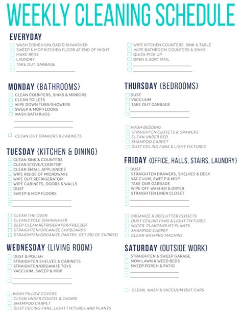 awesome printable cleaning schedules