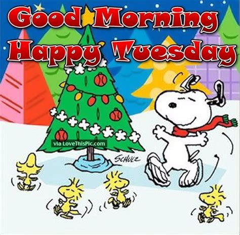 good morning happy tuesday snoopy christmas quote pictures
