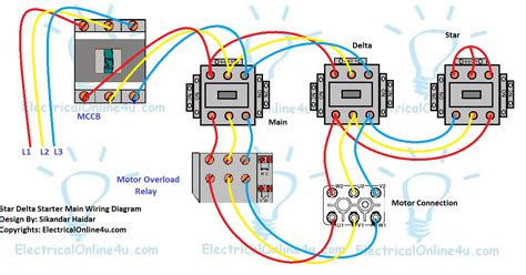 star delta starter wiring diagram  phase  timer electricalonlineu