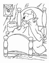 Pooh Coloring Winnie Bed Pages Sick Bear Disney Printable Cartoons Colouring Drawing sketch template