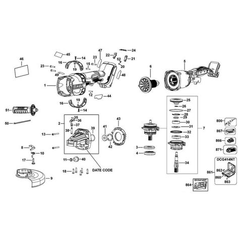 main assembly  dewalt dcg type  angle grinders ls engineers