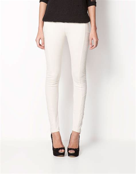 bershka espana legging bershka detalle bordado leggings spring summer fashion white jeans
