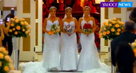 identical triplets marry on same day in same dress