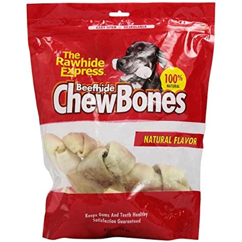 rawhide express natural  pound knotted bones medium rawhide