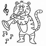 Trumpet Trompeta Tigre Colouring Tudodesenhos Desenho sketch template