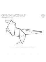 Coloring Origami Animal Pages Dinosaur sketch template