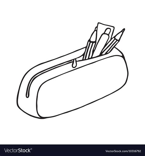 pencil case icon outlined royalty  vector image
