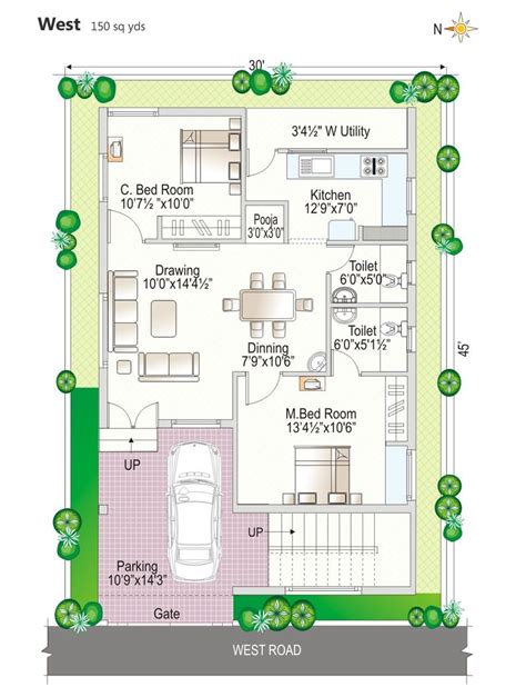 west facing house plan west facing house bhk house plan indian house plans