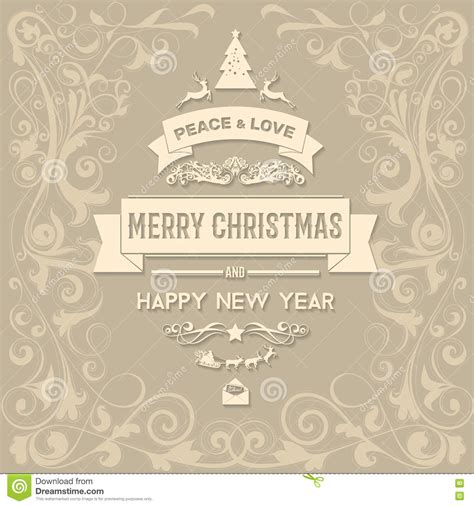 merry christmas and happy new year greetings card stock