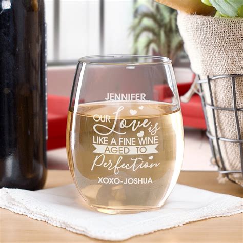 love  fine wine personalized stemless wine glass giftsforyounow