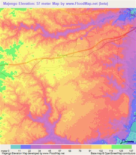 elevation of majengo tanzania elevation map topography contour