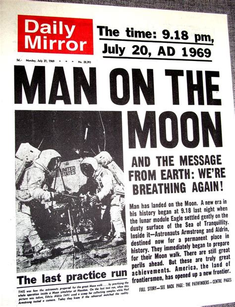 newspaper moon landing neil armstrong sci fi nasa space
