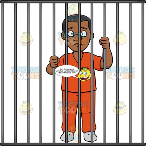 A Black Man Behind Bars Clipart Cartoons By Vectortoons