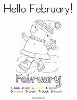 February Coloring Hello Pages Print Printable Sheets Kids Colors Twistynoodle Size Built California Usa Choose Board sketch template