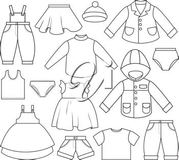 clothing coloring pages kids outfits paper dolls