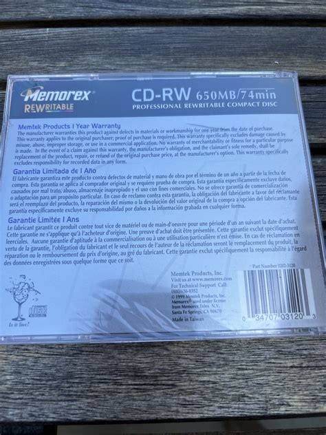 Memorex Cd Rw 650mb 74 Min Professional Rewritable Compact Disc 💿 New